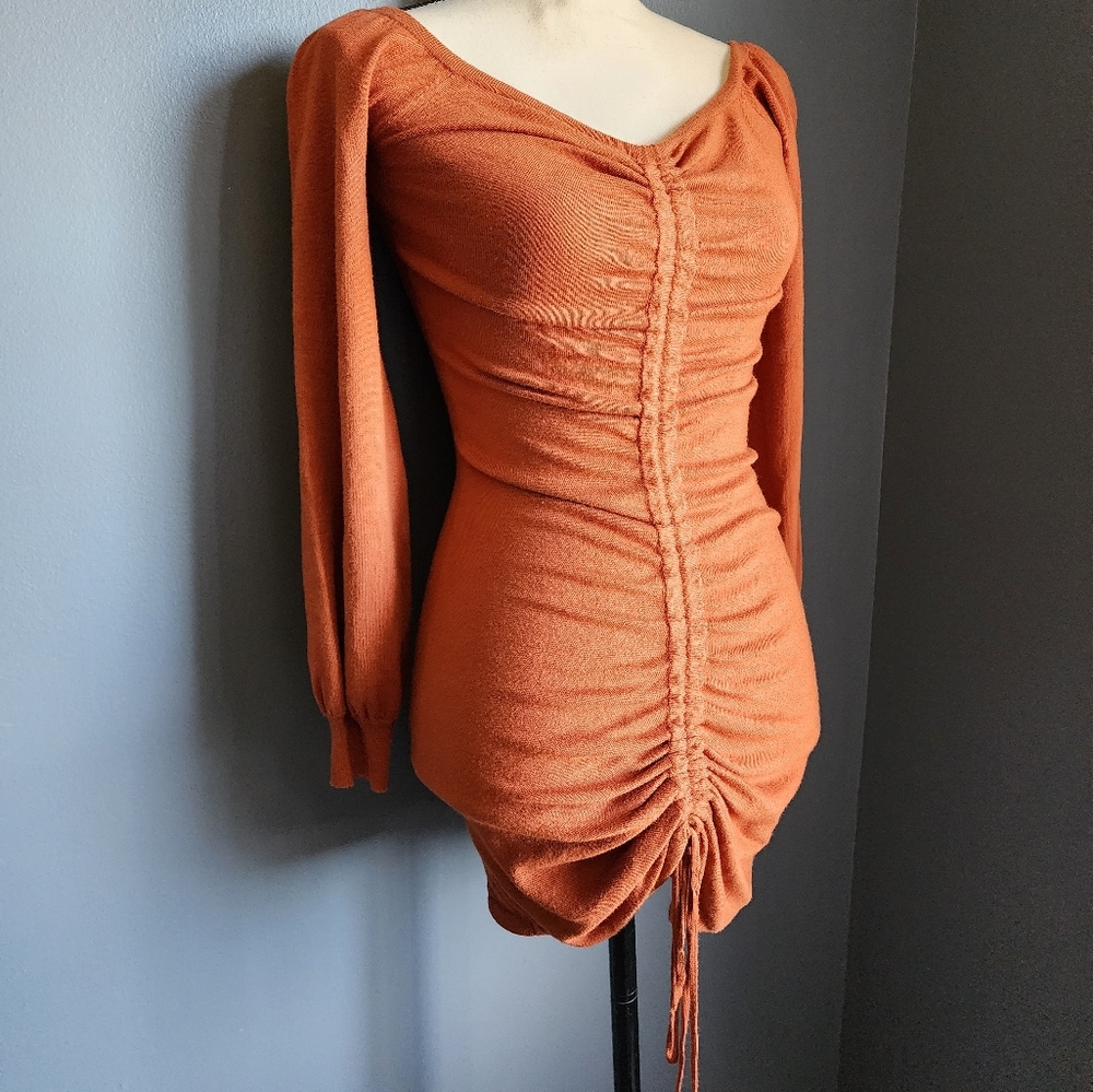 NWT Forever 21 Off Shoulder Ruched Knit Dress - Picture 2 of 7